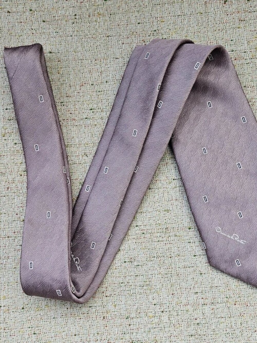 Vintage Oscar De La Renta Men Tie Necktie Brown Tie Classic Neck Tie - Picture 9 of 10